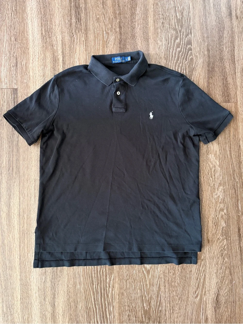Ralph Lauren Black Polo Shirt with White Pony Logo